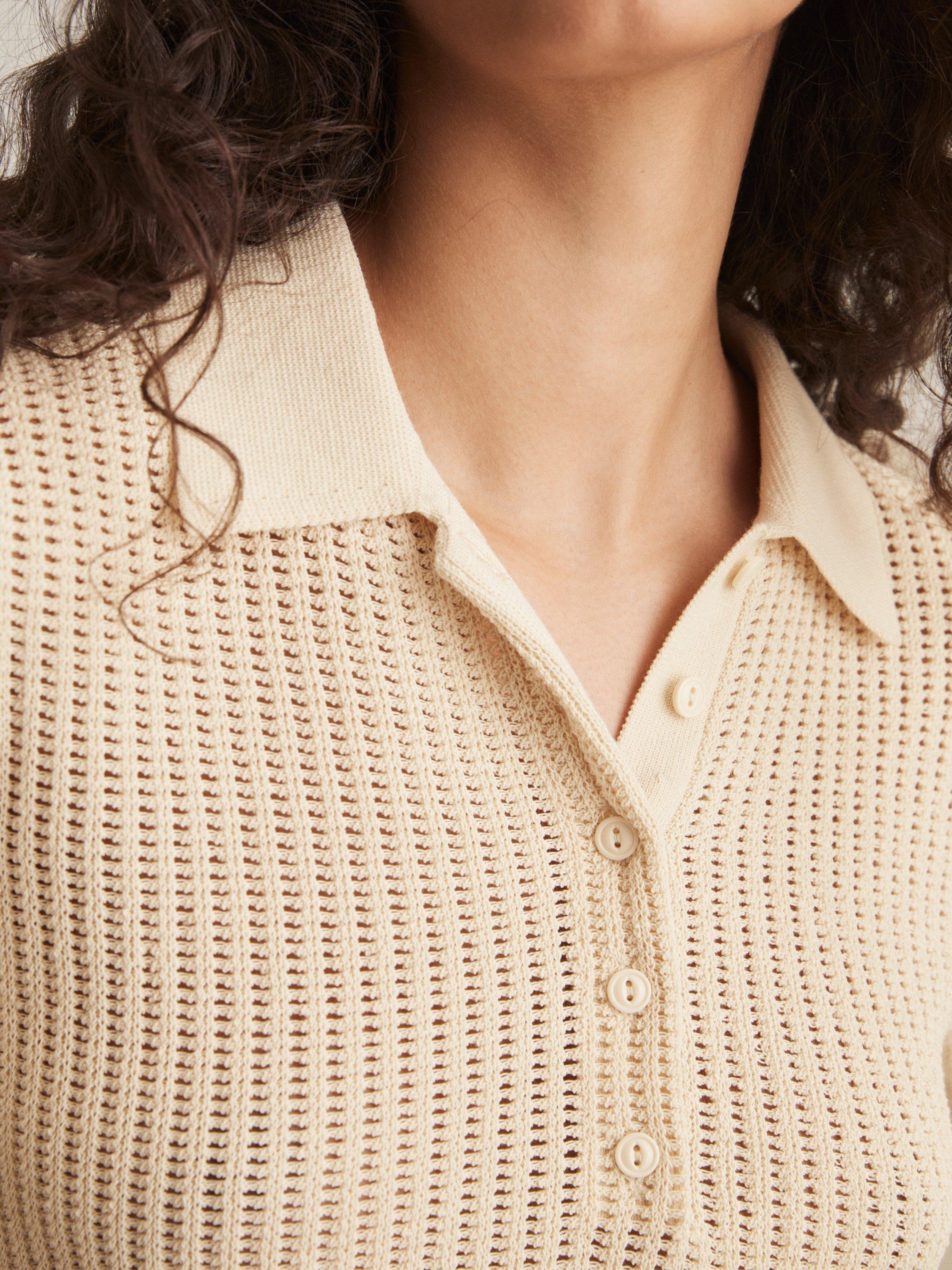 Product image 5 of 5, which shows Reiss Evi Stitch Polo Shirt, Ivory, XS