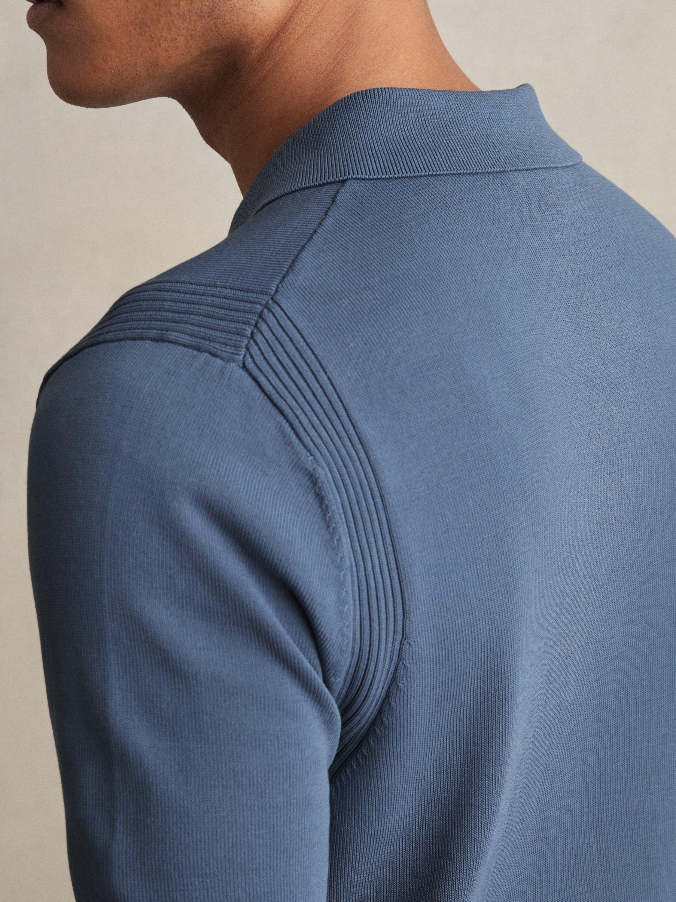 Product image 2 of 5, which shows Reiss Berkley Zip Polo Shirt, Airforce Blue, S