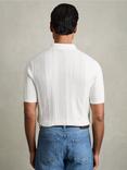 Reiss Kansas Textured Stripe Knit Polo Shirt, White