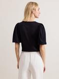 Phase Eight Lani Broderie Top, Navy