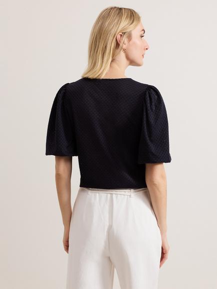 Phase Eight Lani Broderie Top, Navy - view 2, Navy