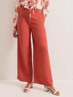 Phase Eight Lottie Linen Rich Trousers, Brown, Brown
