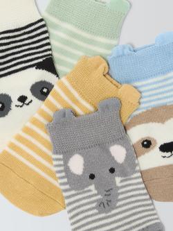John Lewis Baby Animal Socks, Pack of 5, Multi - view 2, Multi