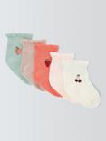 John Lewis Baby Fruit Socks, Pack of 5, Pink