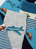 John Lewis Baby Plane Socks, Pack of 5, Blue