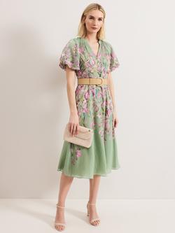Phase Eight Amalie Floral Midi Dress containing TENCEL™ Lyocell, Green