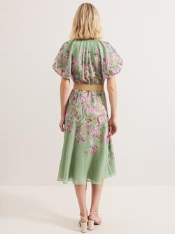 Phase Eight Amalie Floral Midi Dress containing TENCEL™ Lyocell - view 2, Green