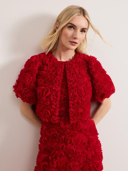 Phase Eight Angeline Rose Textured Jacket, Red, Red
