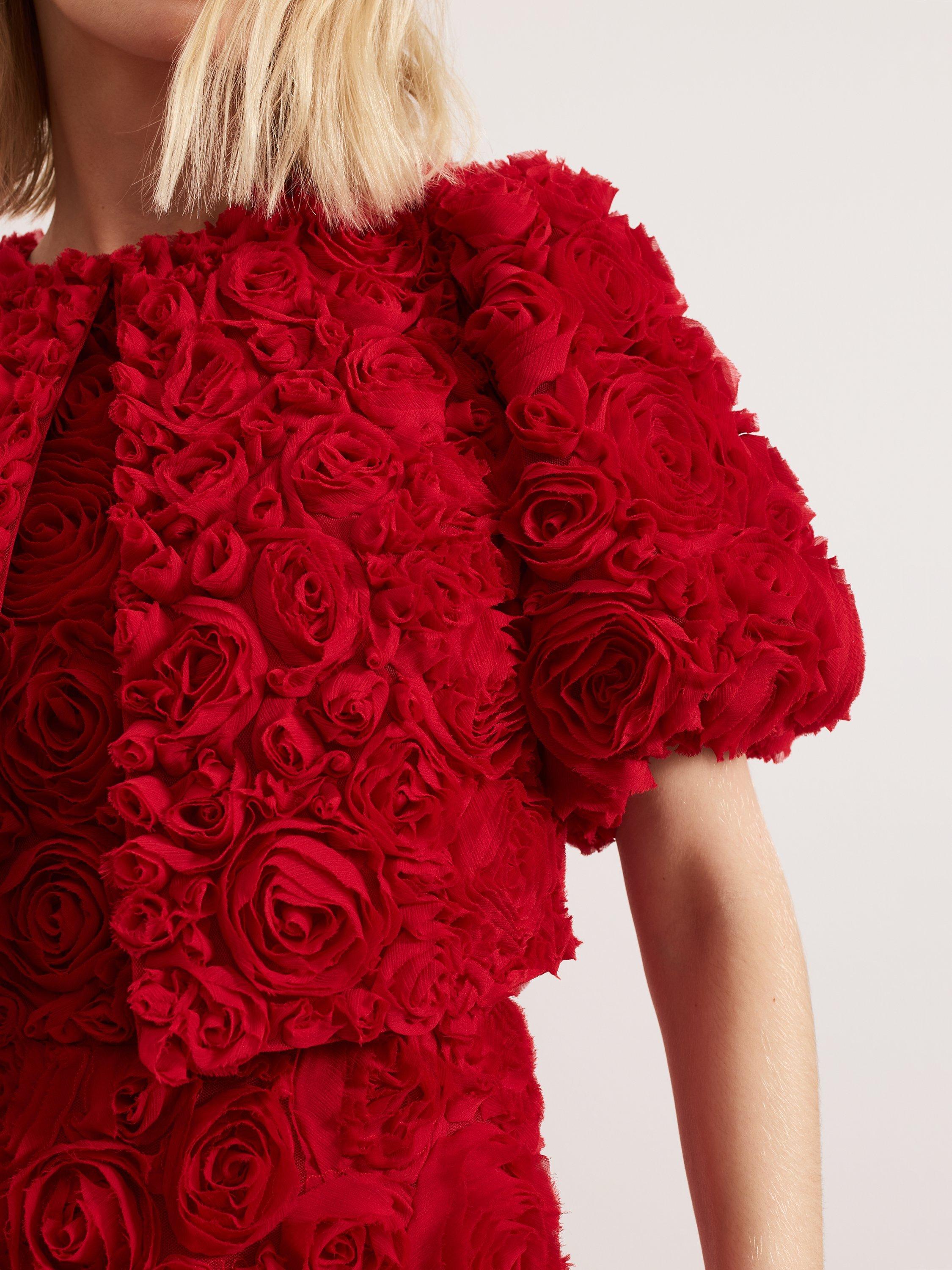 Product image 4 of 8, which shows Phase Eight Angeline Rose Textured Jacket, Red, XXS