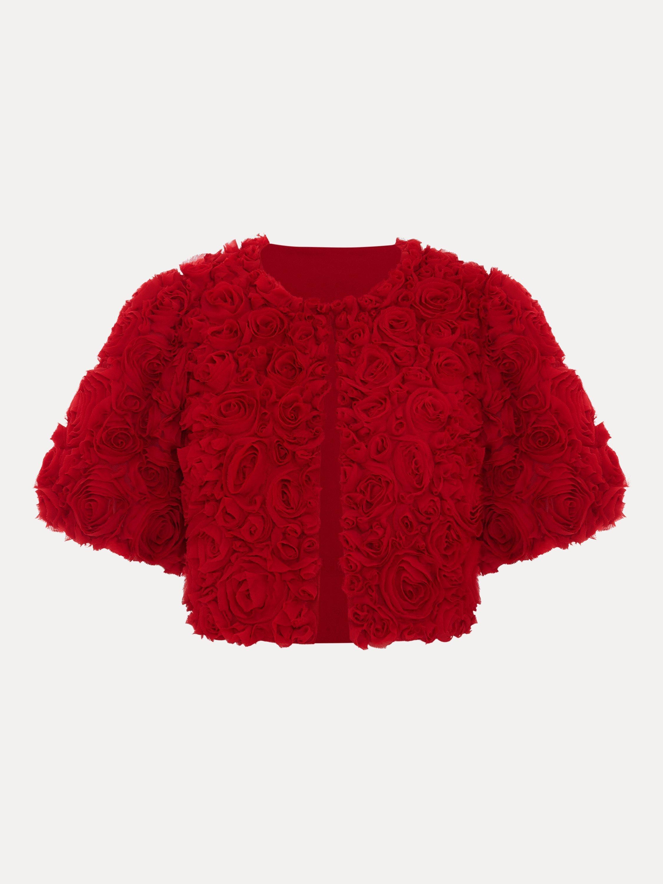 Product image 5 of 8, which shows Phase Eight Angeline Rose Textured Jacket, Red, XXS