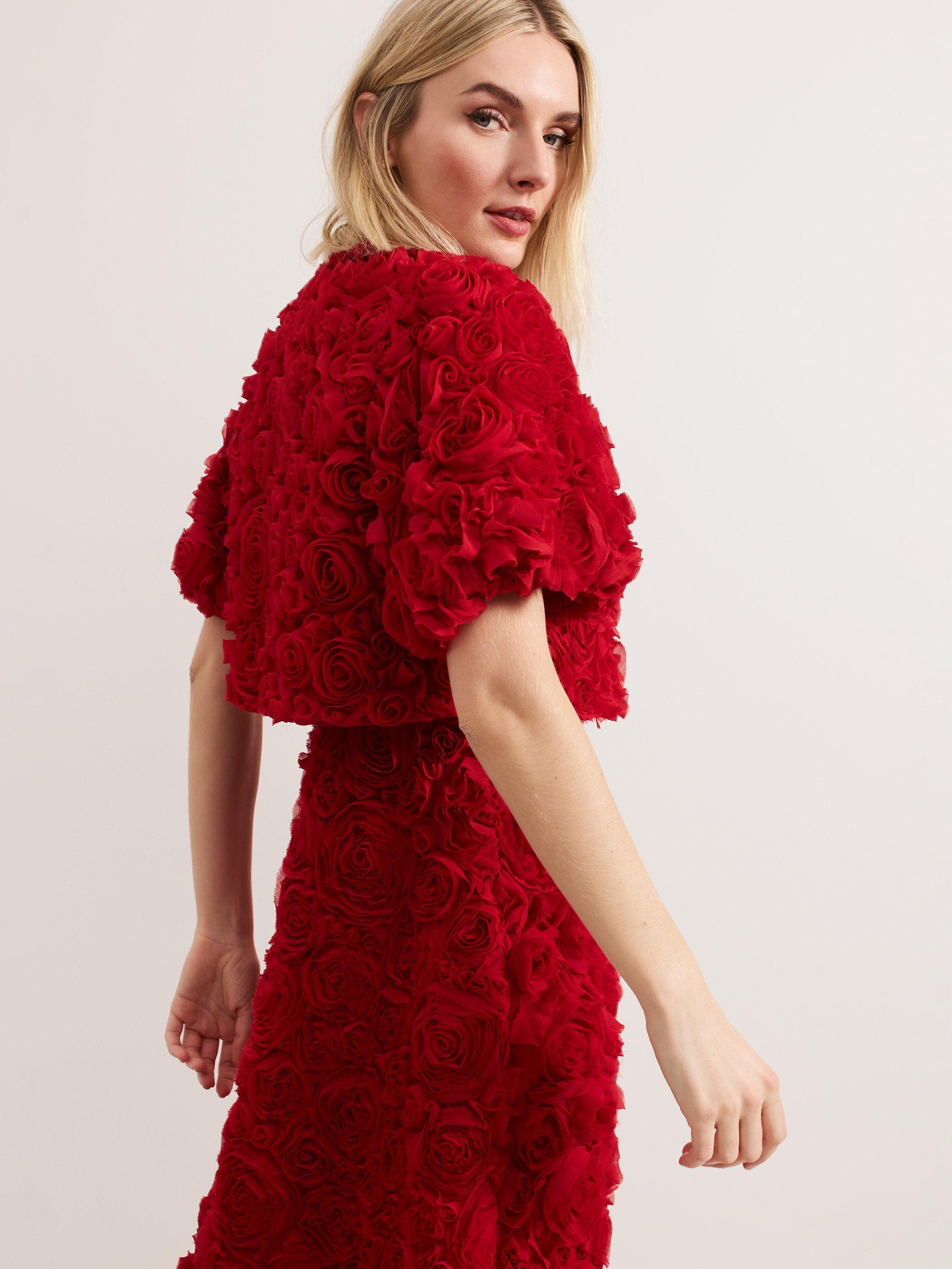 Product image 7 of 8, which shows Phase Eight Angeline Rose Textured Jacket, Red, XXS