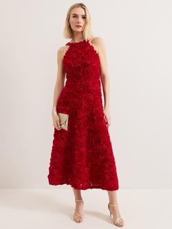 Phase Eight Collection 8 Angeline Rose Textured Dress, Red, Red
