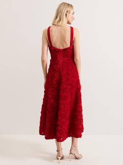 Phase Eight Collection 8 Angeline Rose Textured Dress, Red - view 2, Red
