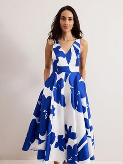 Phase Eight Delicia Floral Dress, Cobalt - view 2, Cobalt