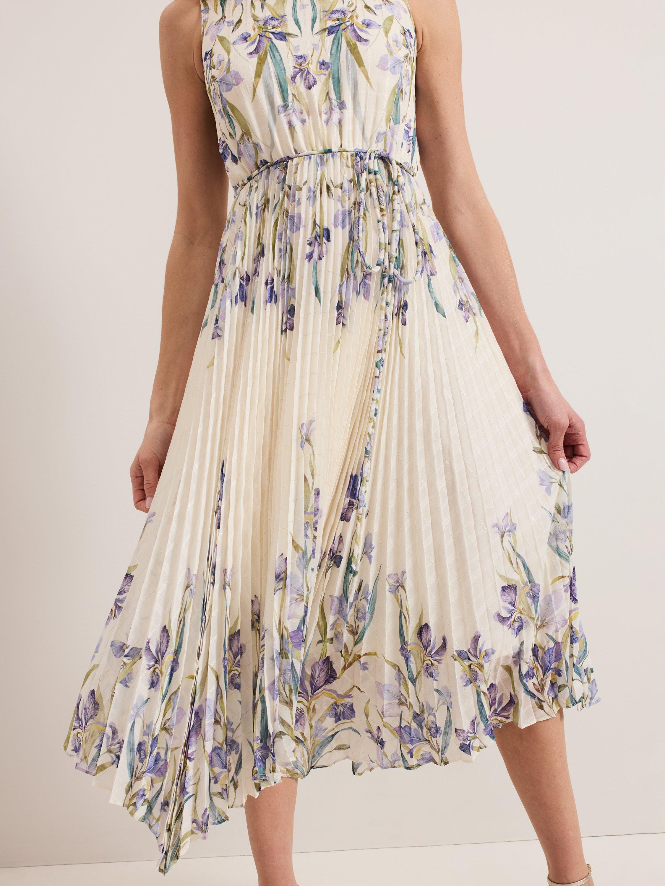 Product image 7 of 10, which shows Phase Eight Georgiana Floral Pleated Dress, Multi, 8