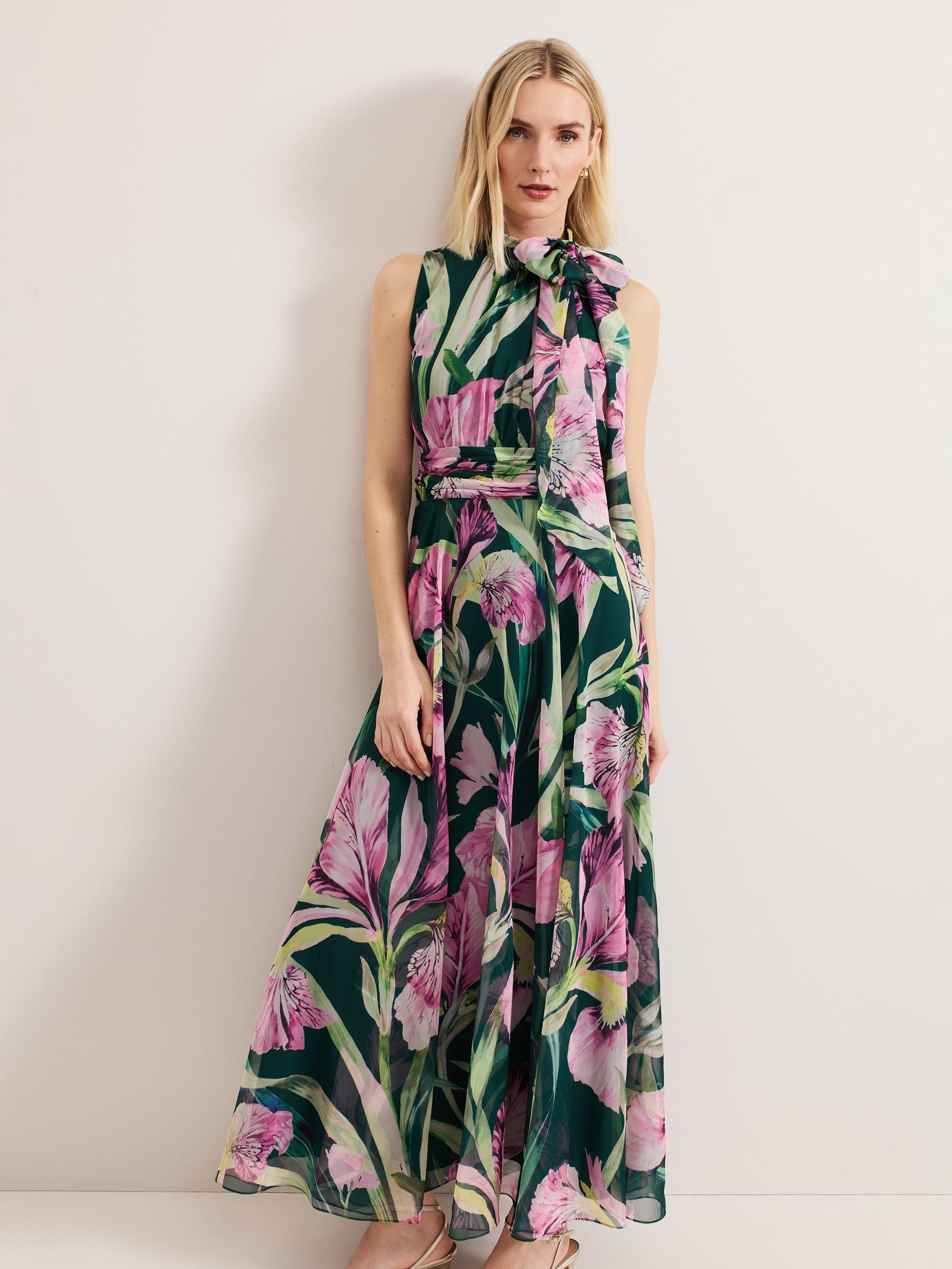 Product image 3 of 9, which shows Phase Eight Lucinda Sleeveless Floral Dress, Multi, 8