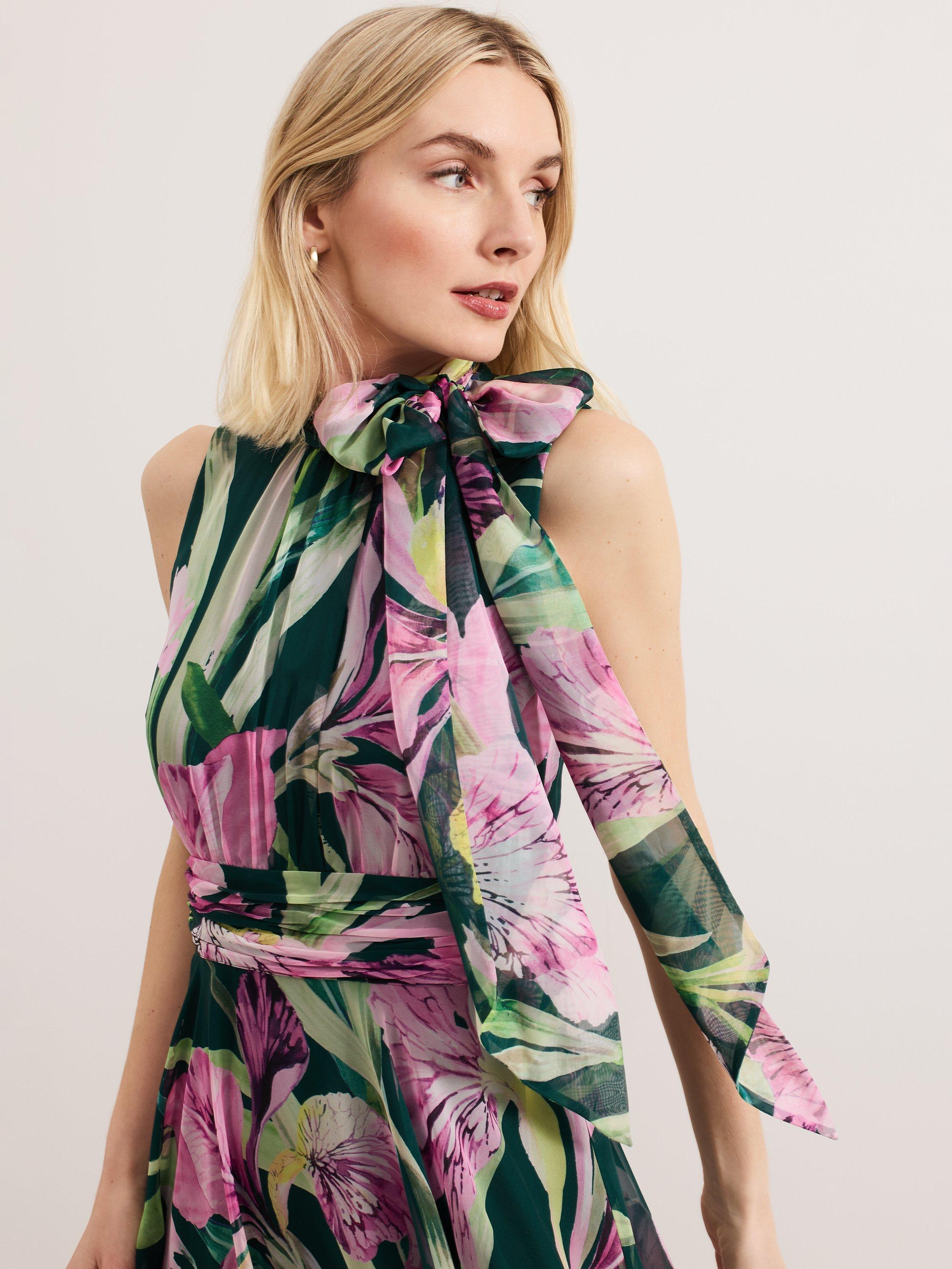Product image 4 of 9, which shows Phase Eight Lucinda Sleeveless Floral Dress, Multi, 8