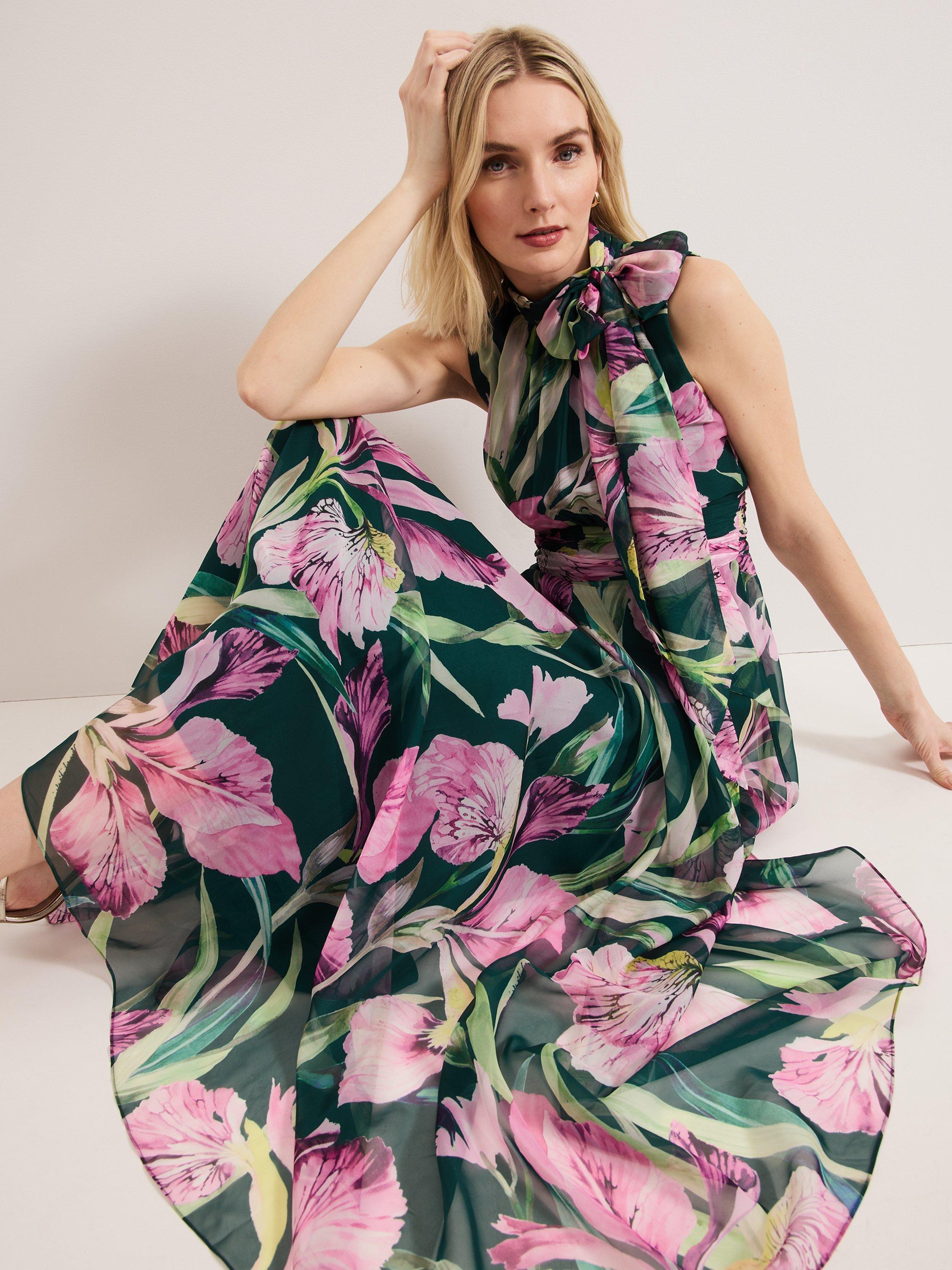 Product image 9 of 9, which shows Phase Eight Lucinda Sleeveless Floral Dress, Multi, 8