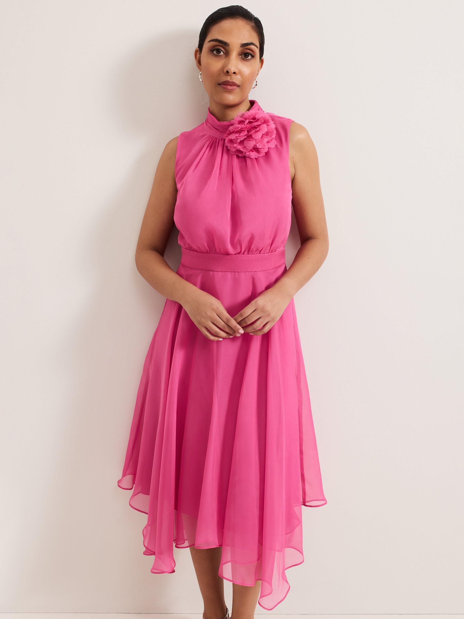 Product image 3 of 7, which shows Phase Eight Sleeveless Petite Lucinda Dress, Pink, 8