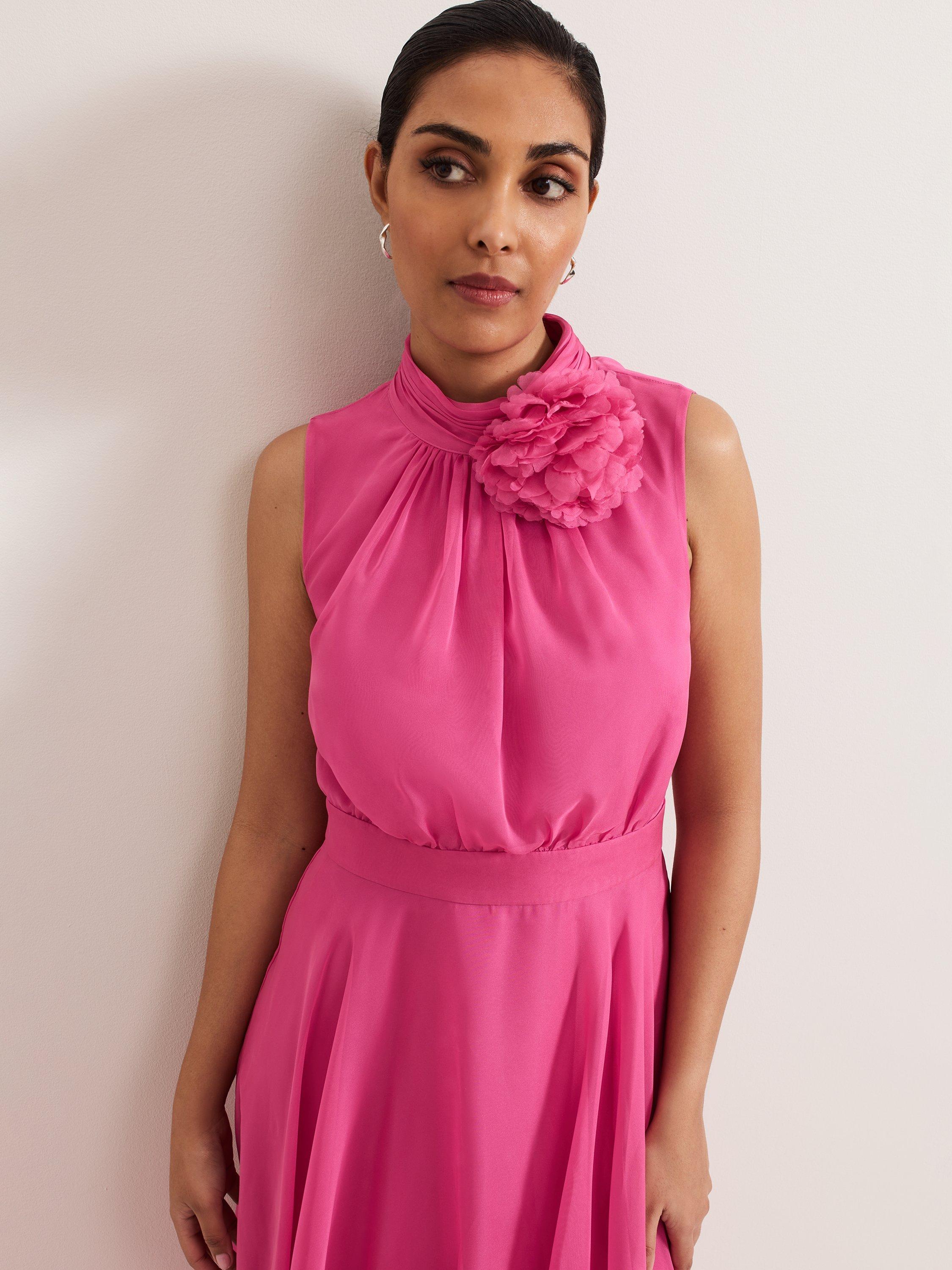 Product image 4 of 7, which shows Phase Eight Sleeveless Petite Lucinda Dress, Pink, 8
