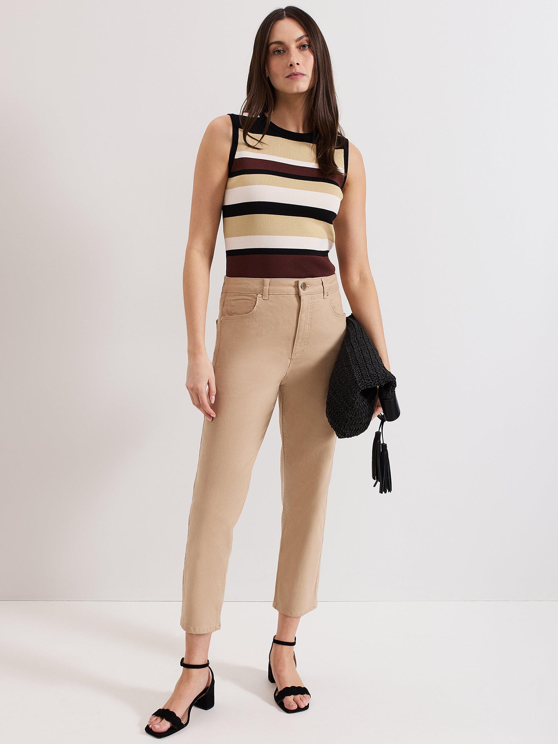 Product image 3 of 8, which shows Phase Eight Cotton Denim Lindsey Jeans, Camel, 8