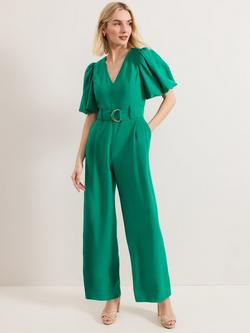 Phase Eight Margot Puff Sleeve Jumpsuit containing LENZING™ ECOVERO™ Viscose, Green