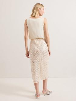 Phase Eight Alma Sequin Pencil Skirt, Neutral - view 2, Neutral