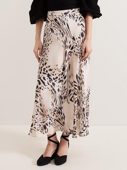 Phase Eight Orla Animal Print Maxi Skirt, Black/Ivory, Black/Ivory