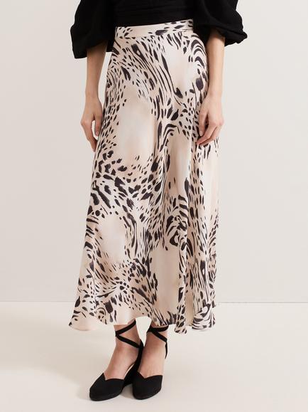 Phase Eight Orla Animal Print Maxi Skirt, Black/Ivory, Black/Ivory