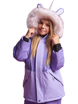 Roarsome Kids' Sparkle Waterproof Ski Jacket, Purple/Lilac - view 2, Purple/Lilac