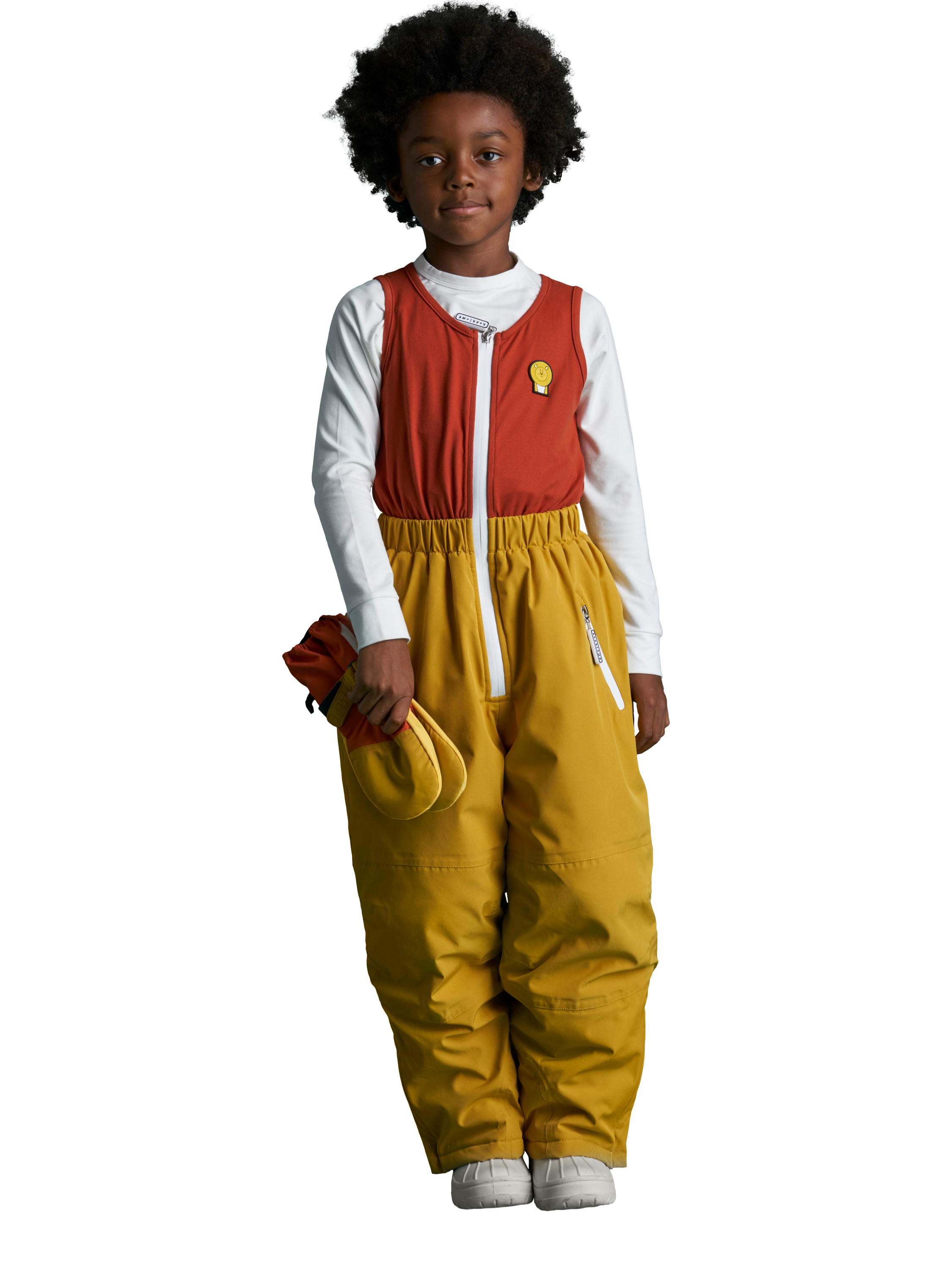 Product image 1 of 6, which shows Roarsome Kids' Cub Waterproof Ski Salopettes, Yellow/Orange, 5-6 years