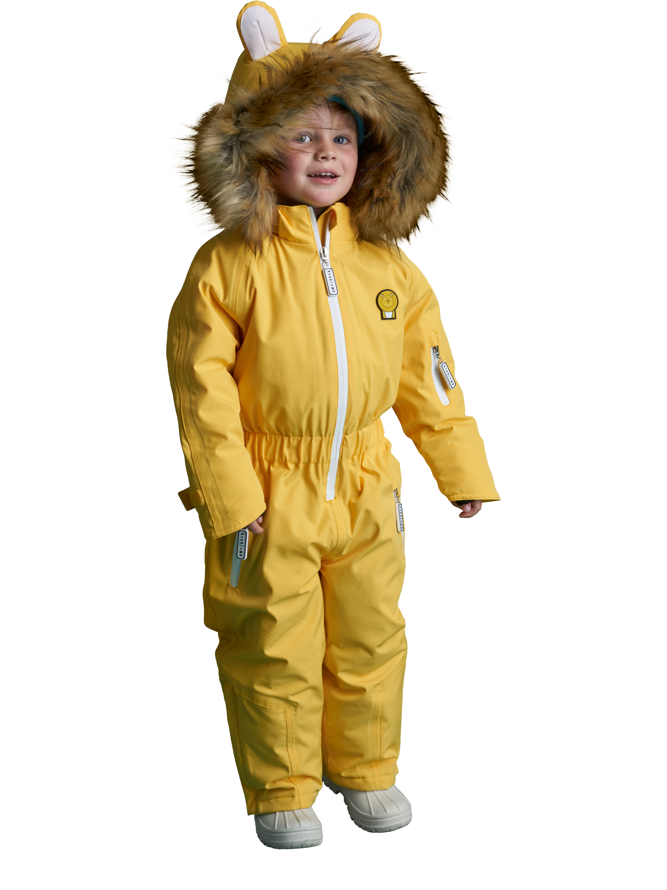 Product image 1 of 3, which shows Roarsome Kids' Cub Waterproof Snowsuit, Yellow, 1-2 years