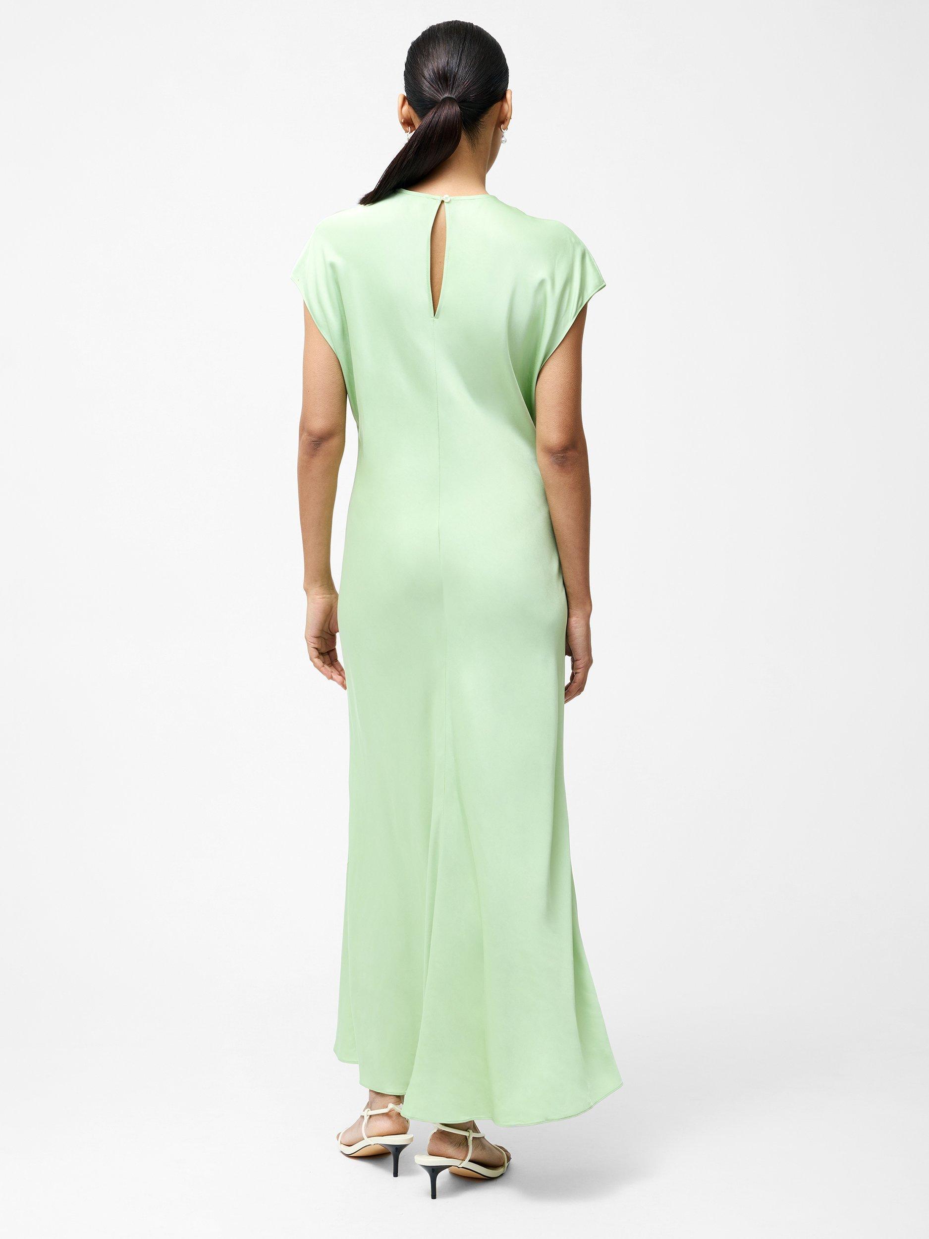 Product image 3 of 5, which shows French Connection Ennis Satin Column Maxi Dress, Apple Green, XS