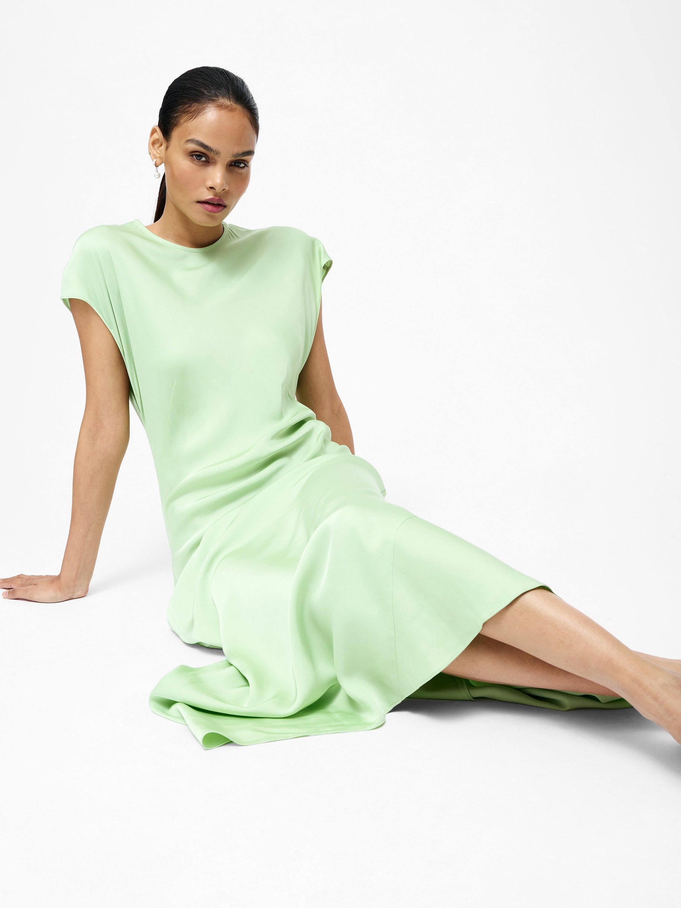 Product image 4 of 5, which shows French Connection Ennis Satin Column Maxi Dress, Apple Green, XS
