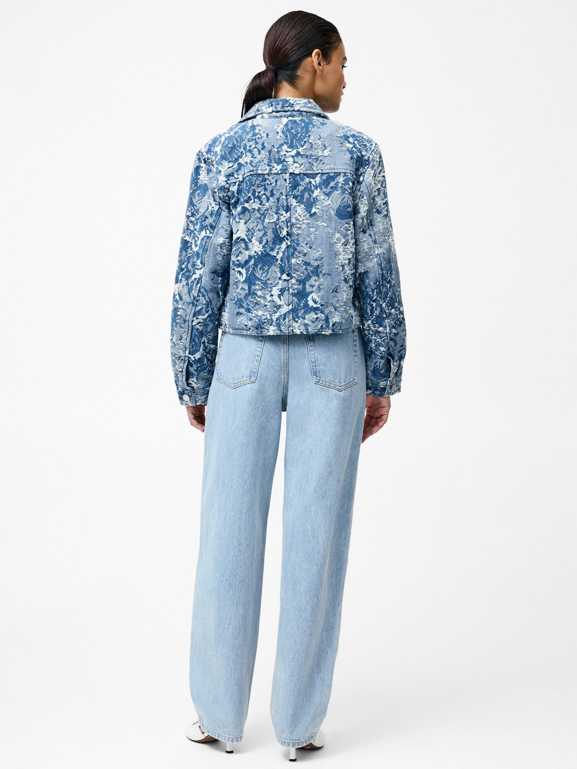 Product image 4 of 5, which shows French Connection Charlotte Floral Jacquard Denim Jacket, Light Wash, 8
