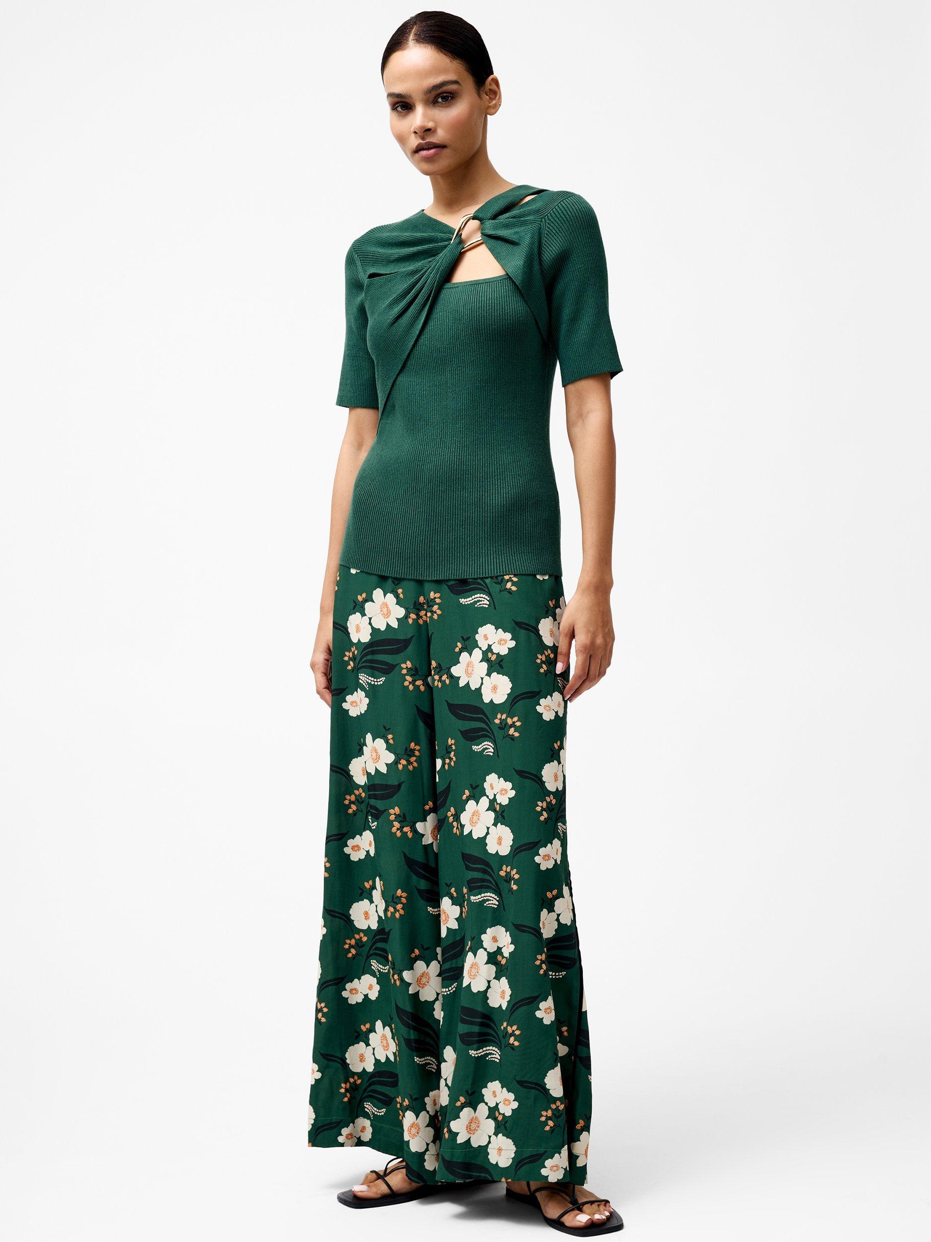 Product image 2 of 5, which shows French Connection Jayna Trim Top, Jade Green, S