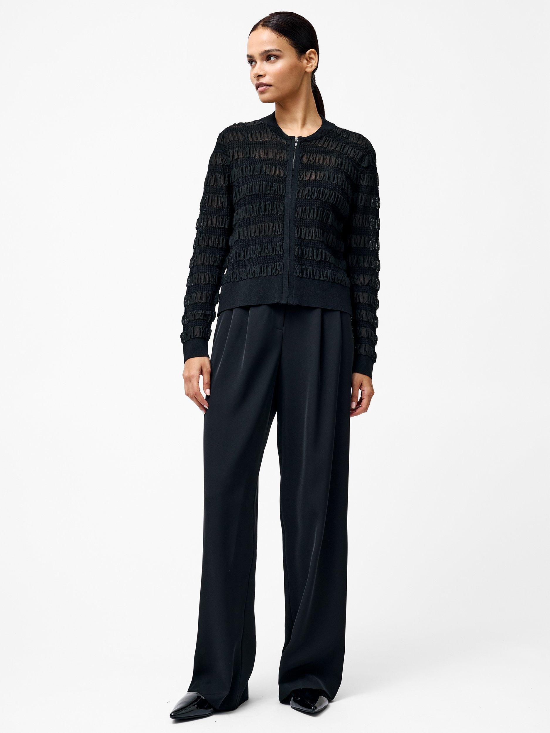 Product image 2 of 5, which shows French Connection Melba Long Sleeve Textured Cardigan, Black, XS