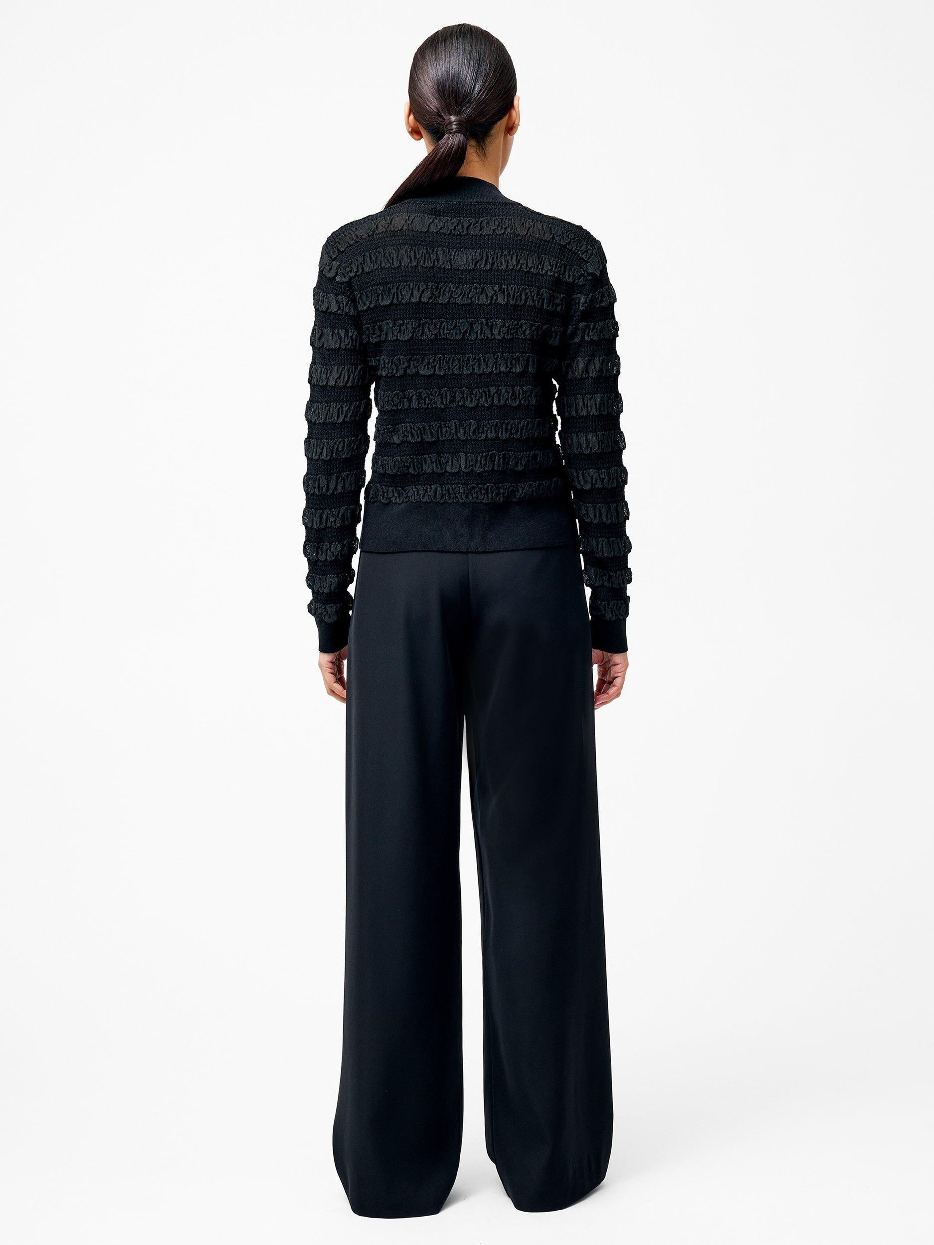 Product image 4 of 5, which shows French Connection Melba Long Sleeve Textured Cardigan, Black, XS