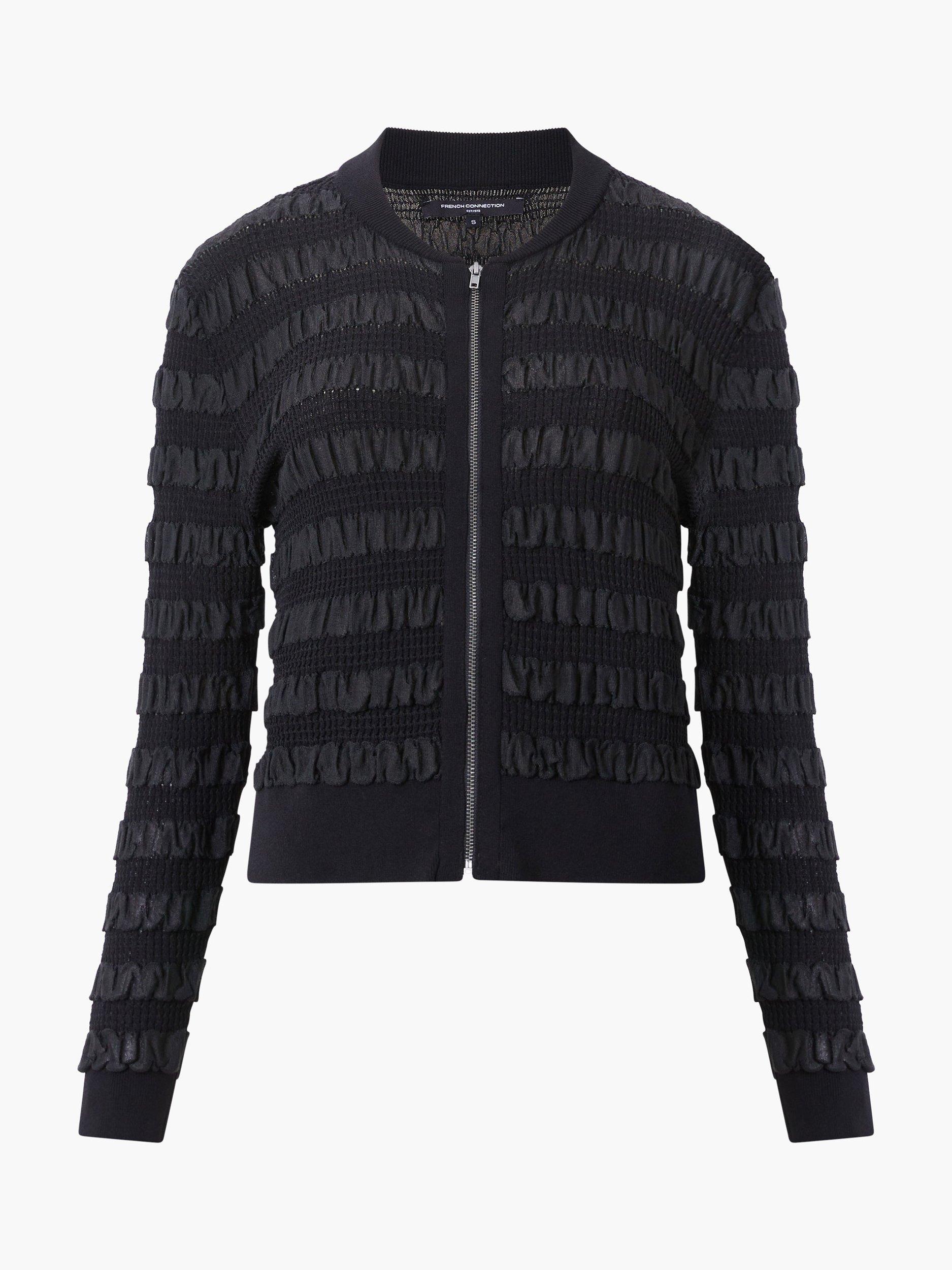 Product image 5 of 5, which shows French Connection Melba Long Sleeve Textured Cardigan, Black, XS