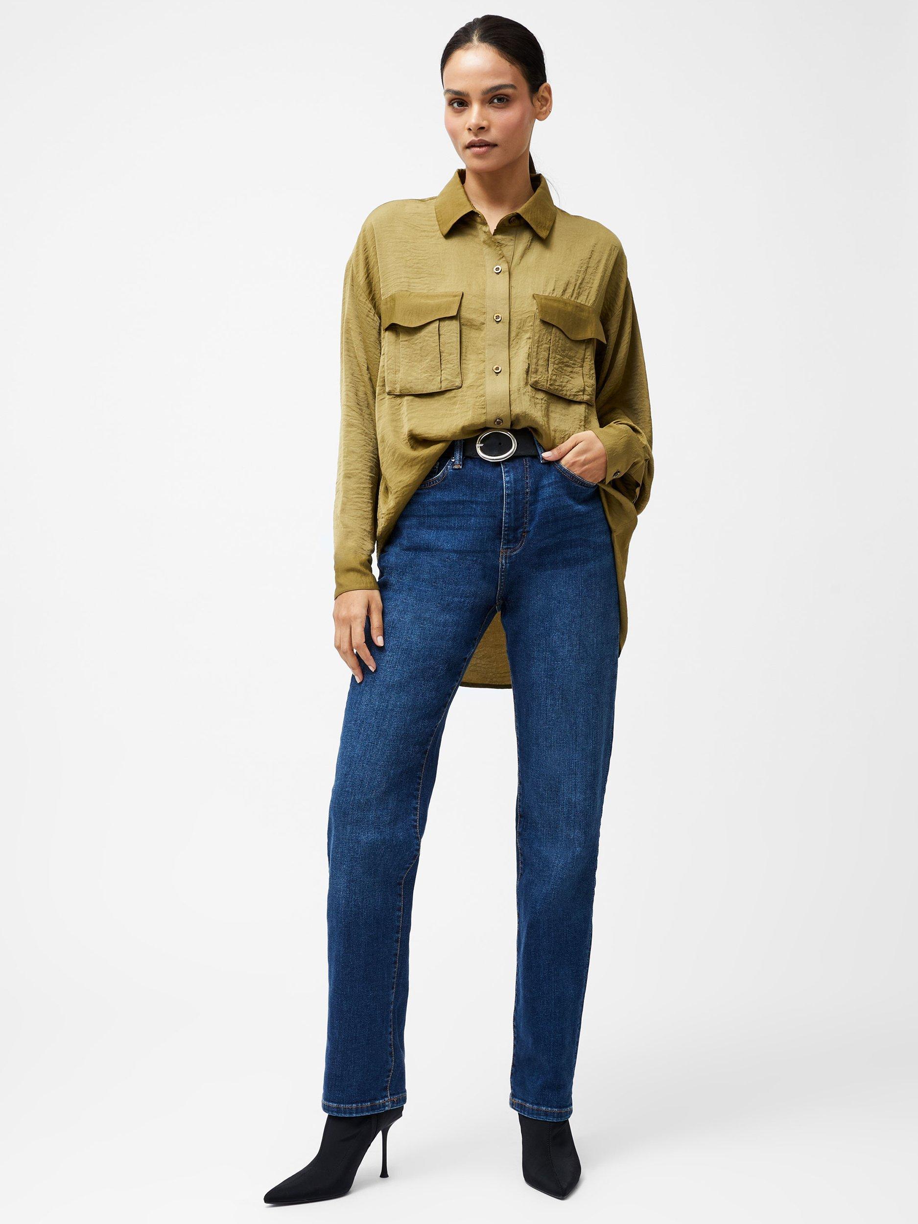 Product image 2 of 5, which shows French Connection Blaine Long Sleeve Shirt, Golden Olive Khaki, XS