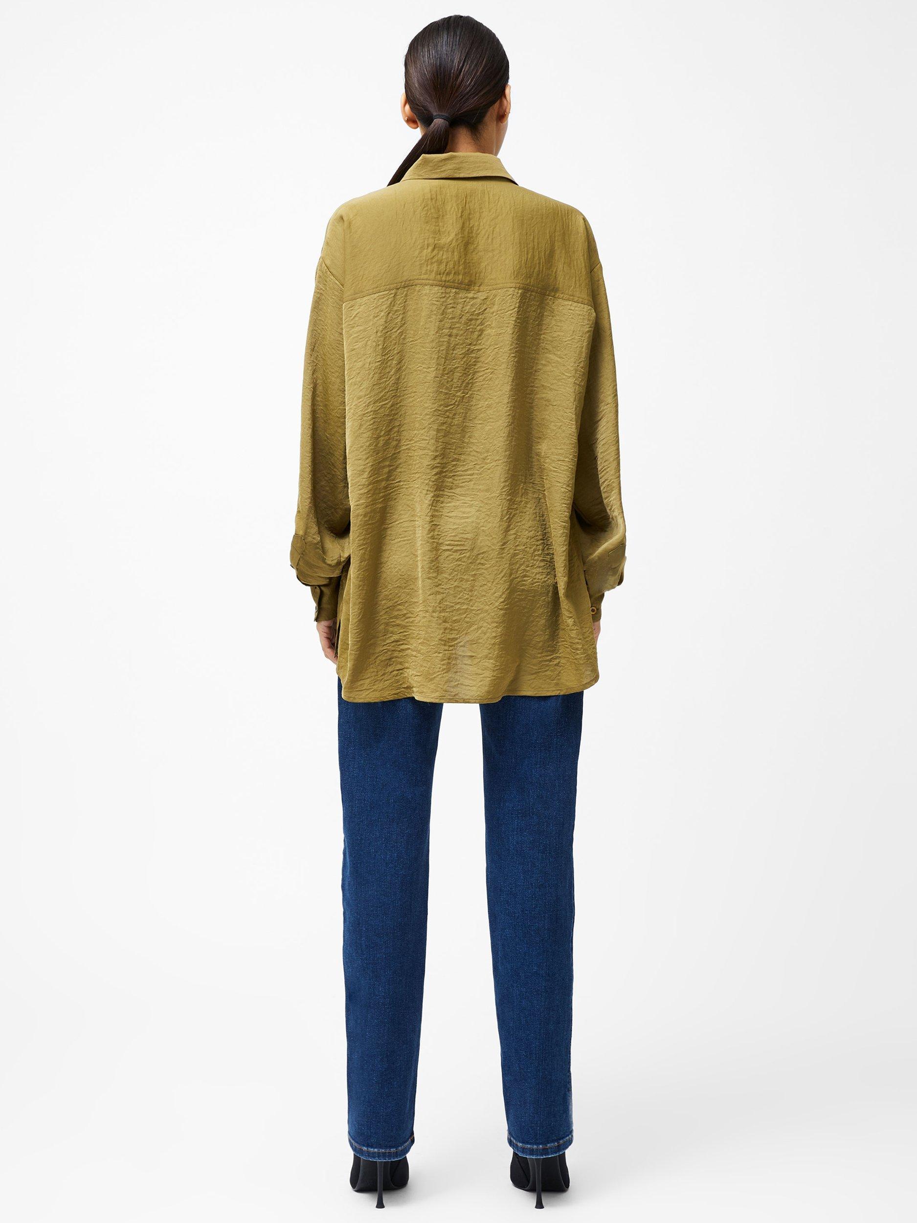 Product image 4 of 5, which shows French Connection Blaine Long Sleeve Shirt, Golden Olive Khaki, XS