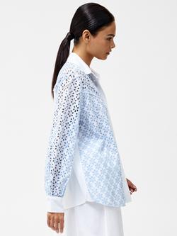 French Connection Galina Floral Cutwork Shirt, Sky Blue - view 2, Sky Blue