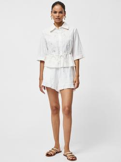 French Connection Barnet Embroidered Shirt, Linen White, Linen White