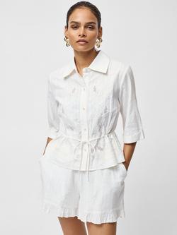 French Connection Barnet Embroidered Shirt, Linen White - view 2, Linen White