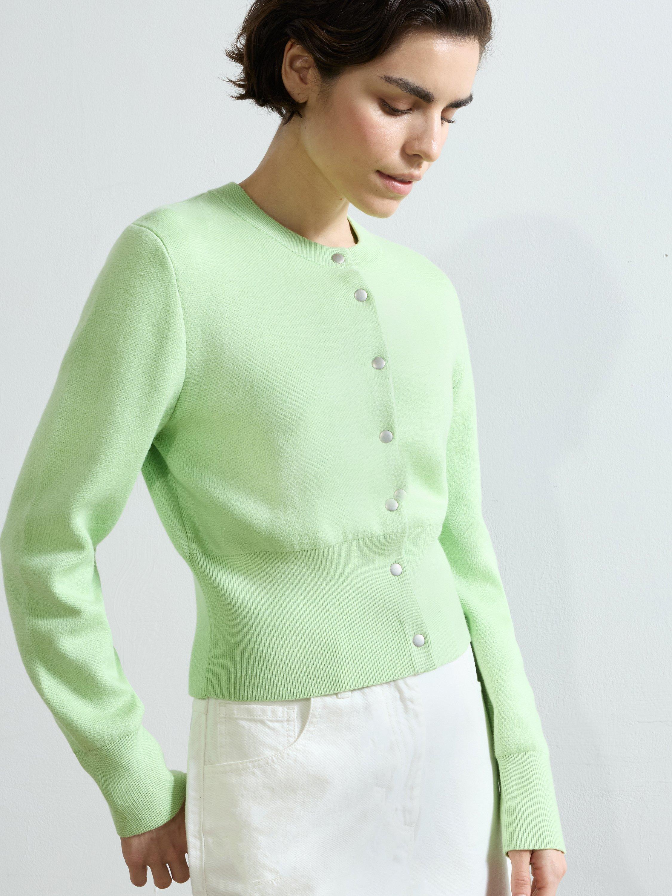 Product image 1 of 5, which shows French Connection Nyrobi Long Sleeve Cardigan, Apple Green, M