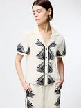 French Connection Nola Cotton Placement Print Shirt, White/Multi
