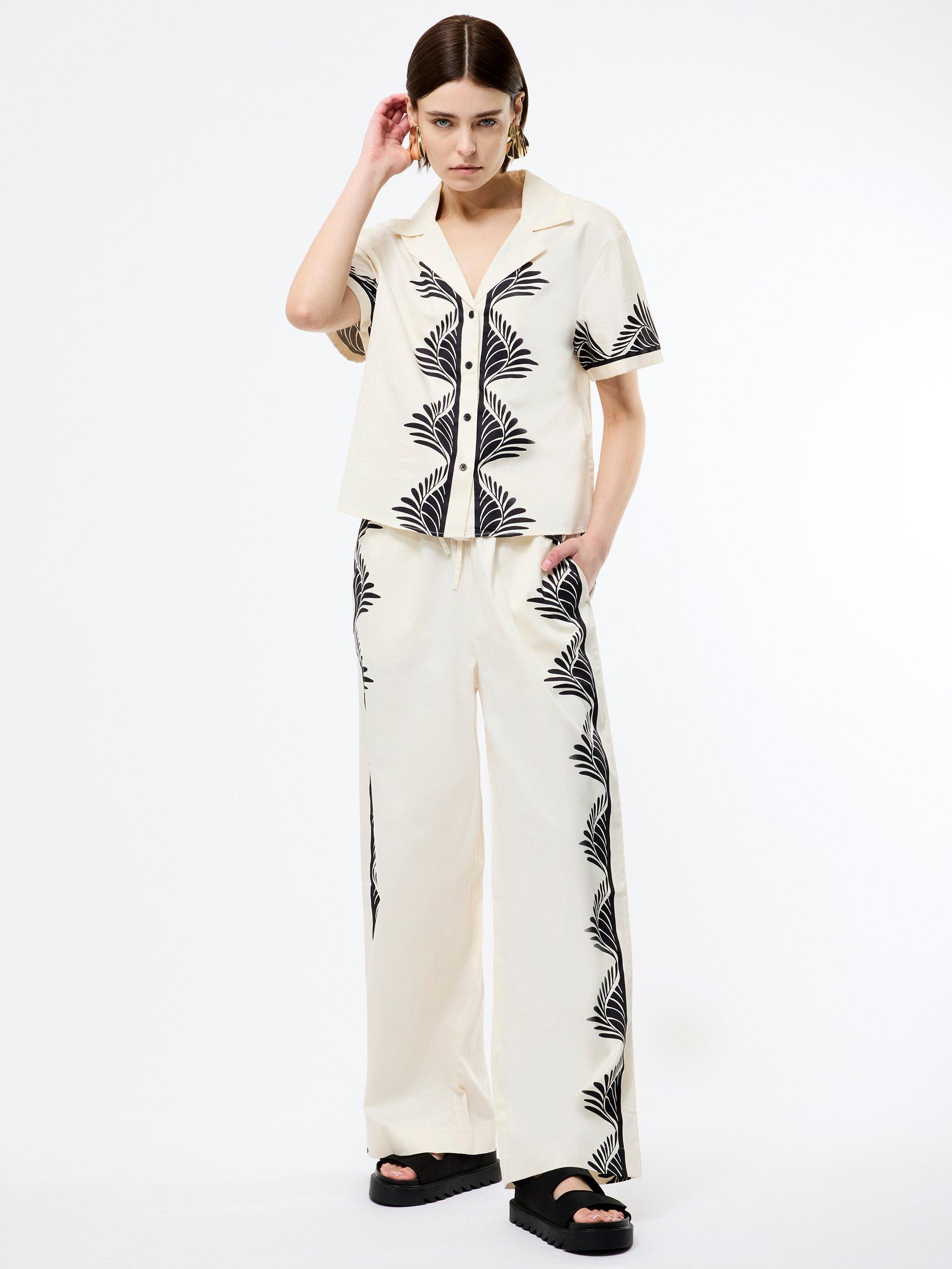 Product image 2 of 5, which shows French Connection Nola Cotton Placement Print Shirt, White/Multi, XS
