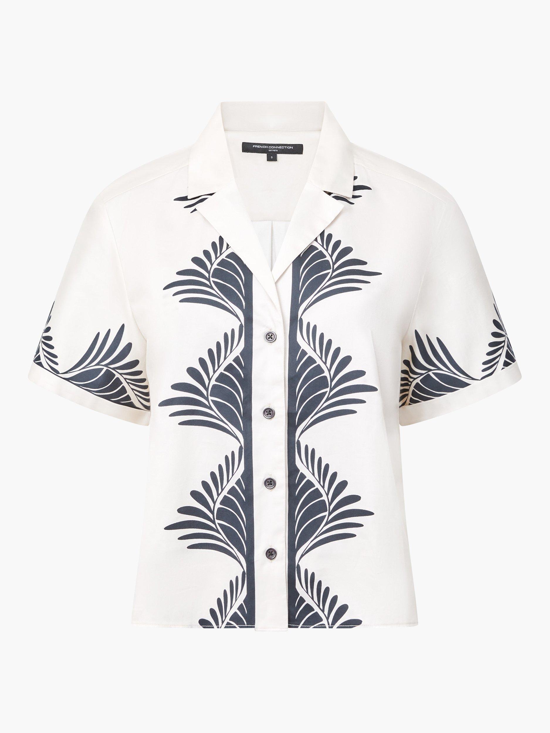 Product image 5 of 5, which shows French Connection Nola Cotton Placement Print Shirt, White/Multi, XS