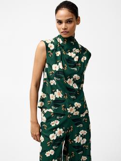 French Connection Rhian Floral Drape Top, Jade Green Multi, Jade Green Multi