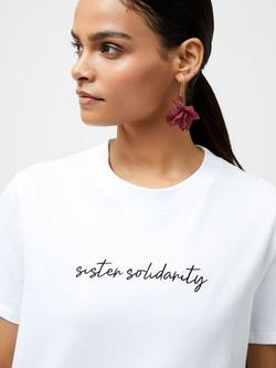 French Connection Sister Solidarity T-Shirt, Linen White - view 2, Linen White